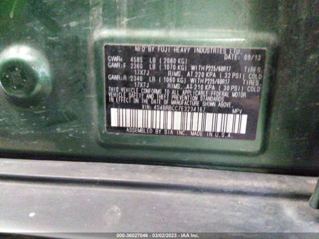 4S4BRBCC7E3234167 Subaru Outback 2.5i Premium