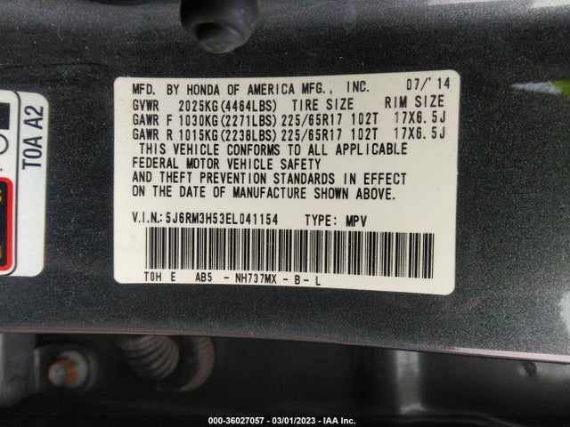 Honda CR-V EX 2014 5J6RM3H53EL041154 Image 9
