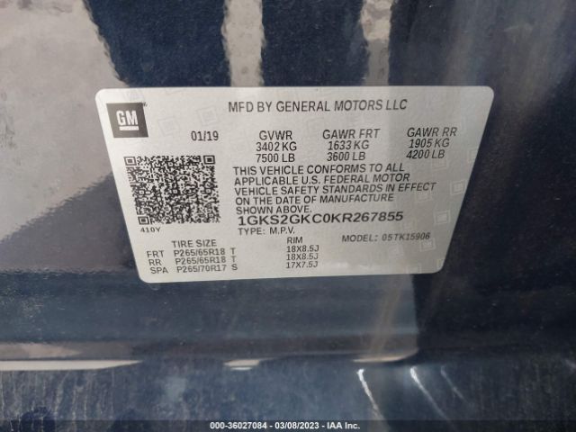 1GKS2GKC0KR267855 GMC Yukon Xl Slt