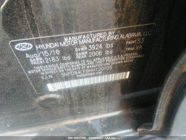 Hyundai Elantra Value Edition 2017 5NPD84LF9HH120105 Image 9