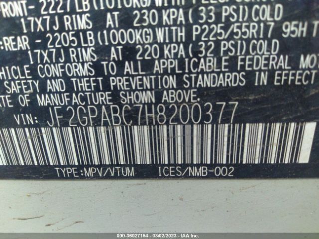 JF2GPABC7H8200377 Subaru Crosstrek Premium