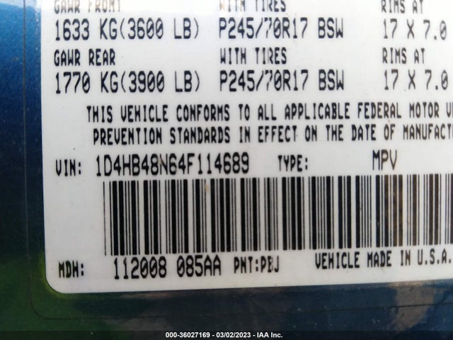 Dodge Durango Slt 2004 1D4HB48N64F114689 Image 10