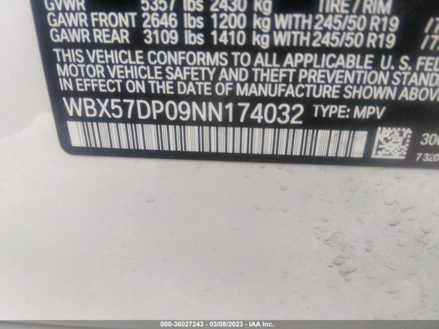 BMW X3 Xdrive30i 2022 WBX57DP09NN174032 Image 9