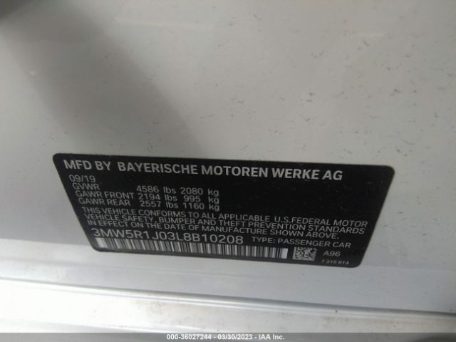 3MW5R1J03L8B10208 BMW 3 Series 330i