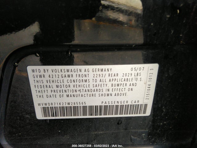 Volkswagen Rabbit 2007 WVWDR71K27W285565 Image 10