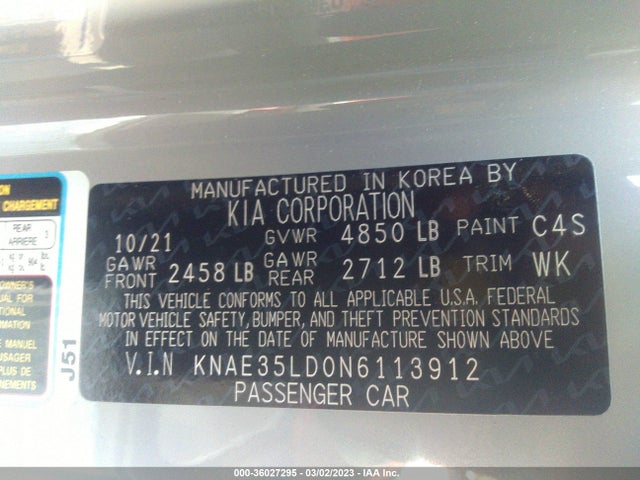 2022 Kia Stinger, VIN: KNAE35LD0N6113912