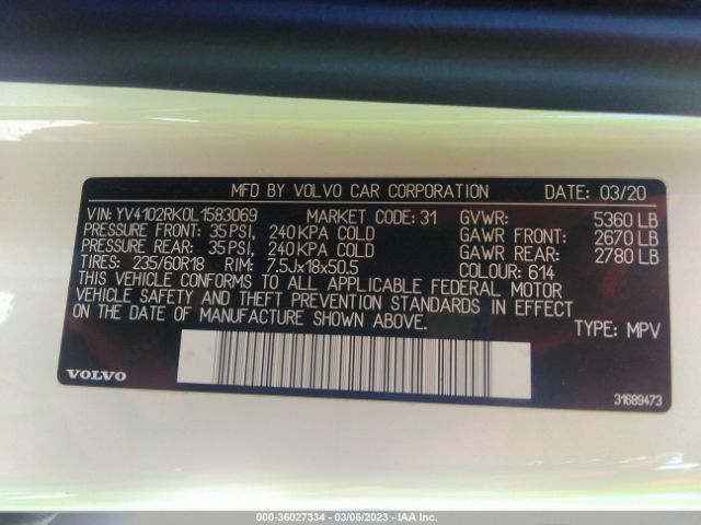 YV4102RK0L1583069 Volvo Xc60 Momentum