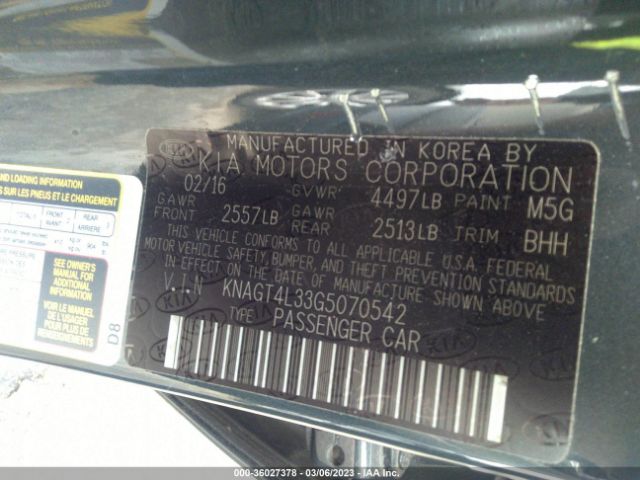 KNAGT4L33G5070542 KIA Optima Lx