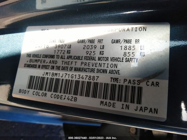 2016 Mazda Mazda3 I Sport მანქანა იყიდება აუქციონზე, vin: JM1BM1J71G1347887, აუქციონის ნომერი: 36027440