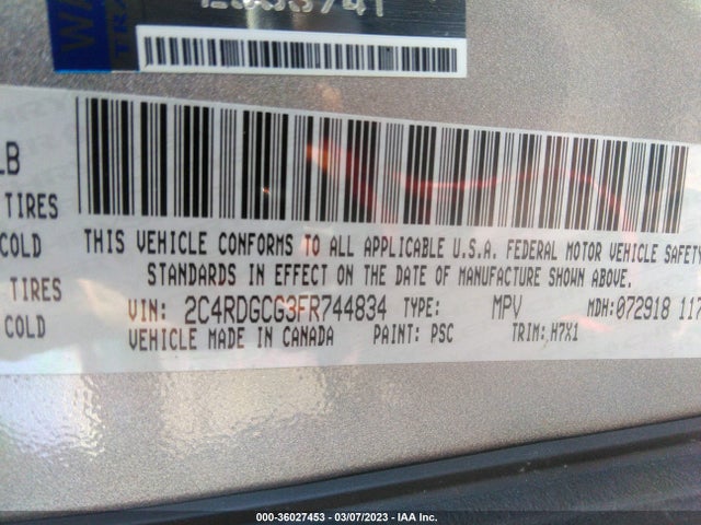 2015 Dodge Grand Caravan, VIN: 2C4RDGCG3FR744834