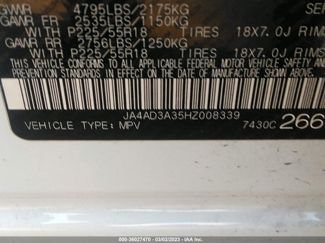 JA4AD3A35HZ008339 Mitsubishi Outlander Se/sel