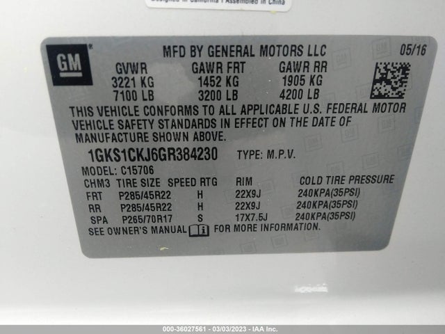 GMC YUKON DENALI 2016 1GKS1CKJ6GR384230 Image 9