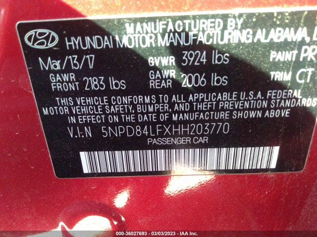 Hyundai Elantra Value Edition 2017 5NPD84LFXHH203770 Image 10