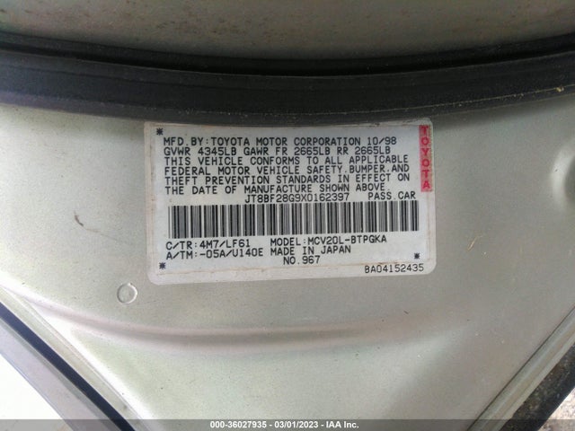 JT8BF28G9X0162397 Lexus ES 300 LUXURY SPORT SDN