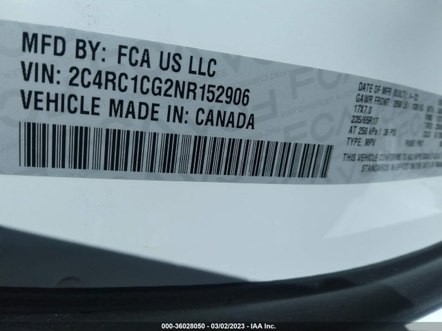2022 Chrysler Voyager, VIN: 2C4RC1CG2NR152906