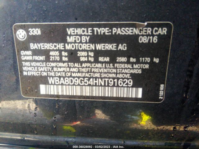WBA8D9G54HNT91629 BMW 3 Series 330i Xdrive