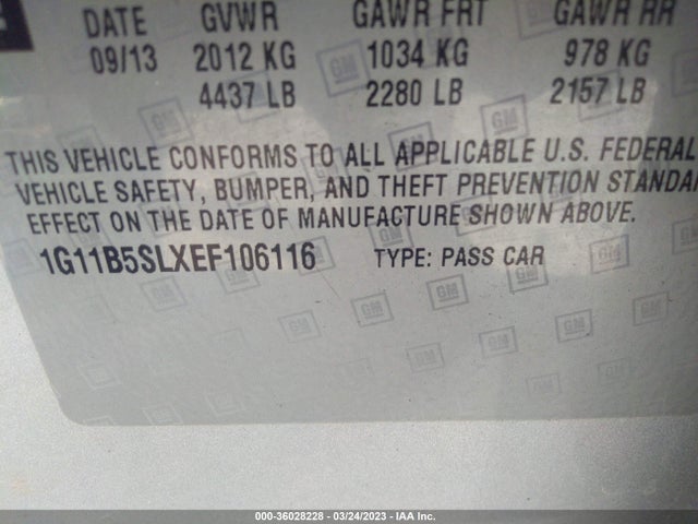 Chevrolet MALIBU LS 2014 1G11B5SLXEF106116 Image 9