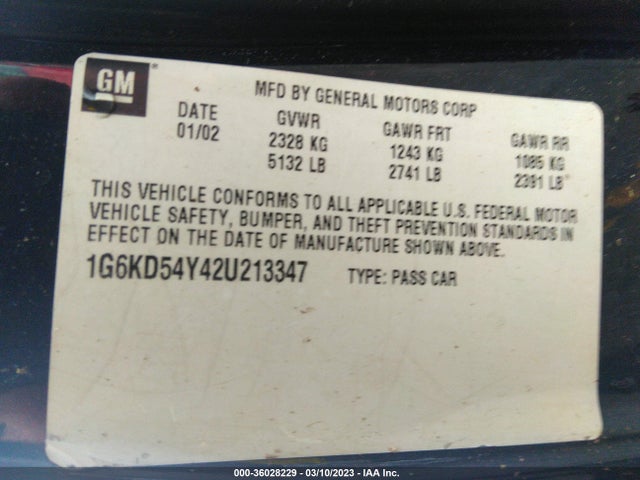 Cadillac Deville 2002 1G6KD54Y42U213347 Image 9