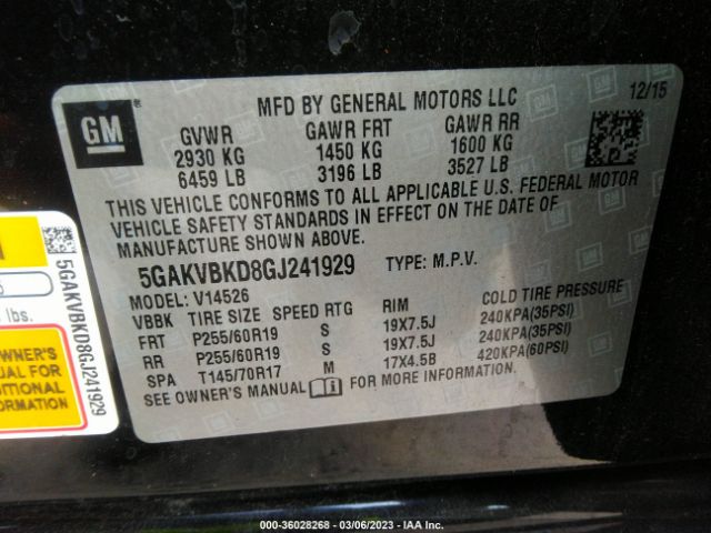 5GAKVBKD8GJ241929 Buick Enclave Leather