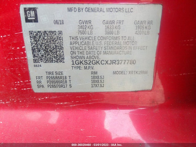 2018 GMC Yukon XL, VIN: 1GKS2GKCXJR377780