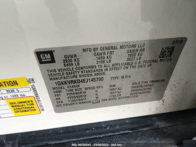 GMC ACADIA SLT 2014 1GKKVRKD4EJ145790 Image 9