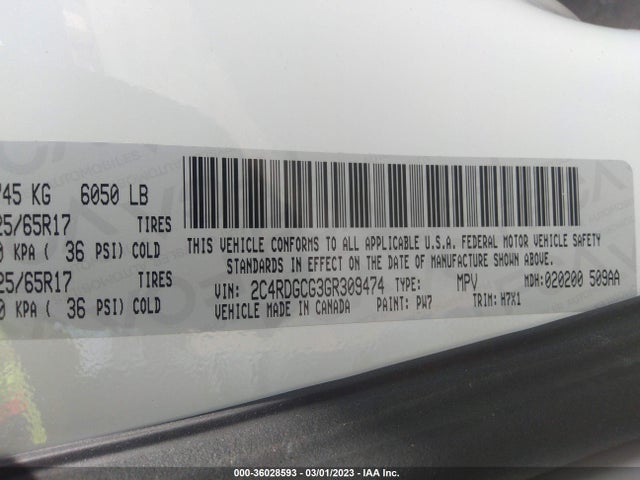 2016 Dodge Grand Caravan, VIN: 2C4RDGCG3GR309474