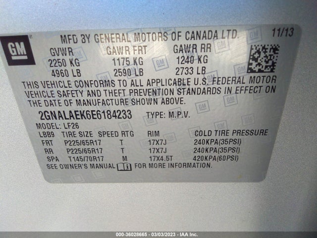 Chevrolet EQUINOX LS 2014 2GNALAEK6E6184233 Image 11