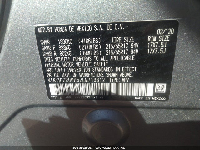 Honda HR-V EX 2020 3CZRU6H52LM719812 Image 10