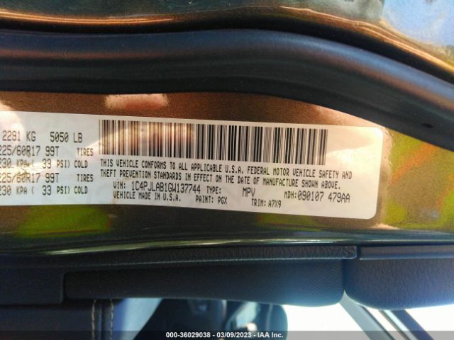 1C4PJLAB1GW137744 Jeep Cherokee Sport