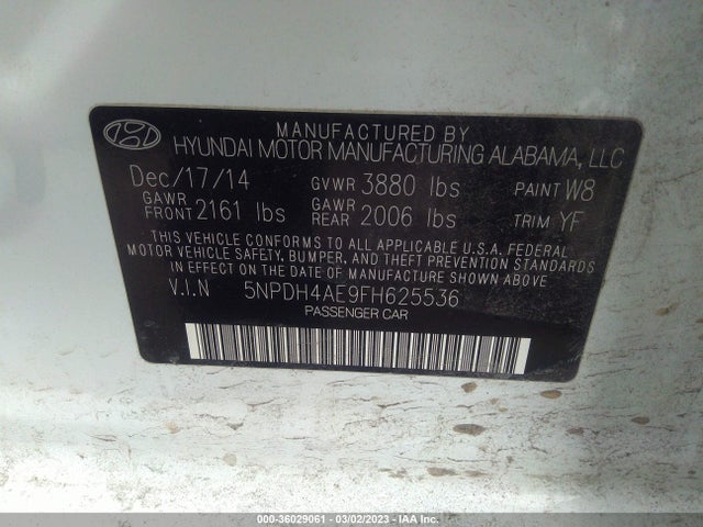 Hyundai ELANTRA SE 2015 5NPDH4AE9FH625536 Image 9