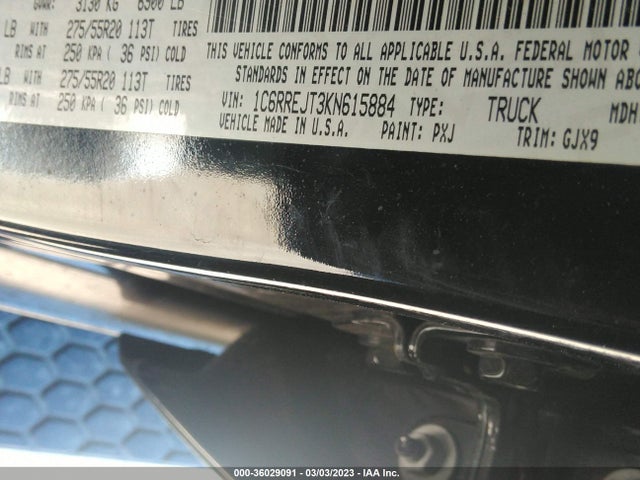 RAM 1500 Laramie 2019 1C6RREJT3KN615884 Image 10