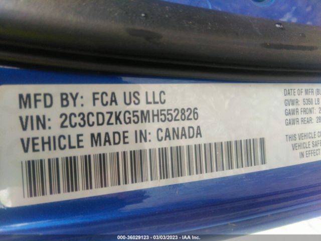 2C3CDZKG5MH552826 Dodge Challenger Gt