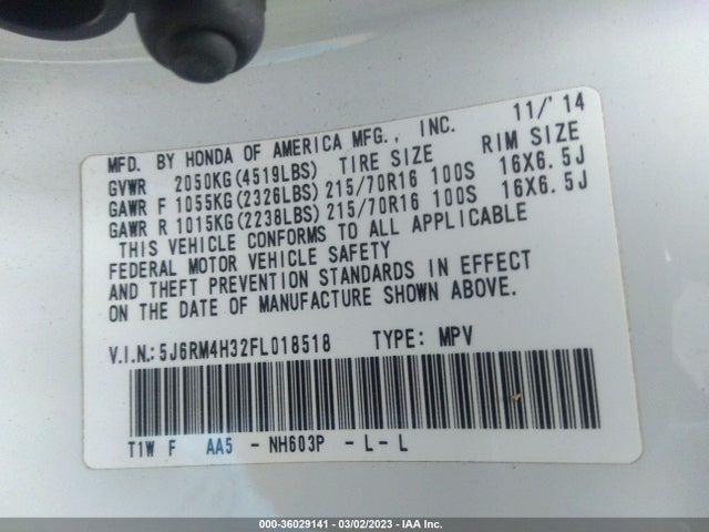 Honda CR-V LX 2015 5J6RM4H32FL018518 Image 11