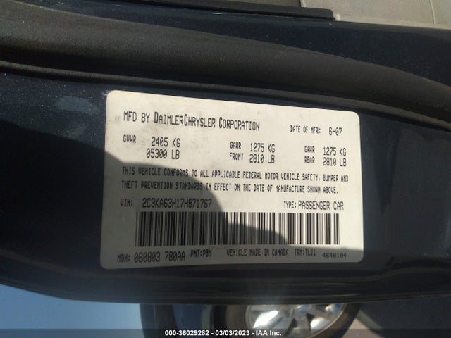Chrysler 300 C 2007 2C3KA63H17H871767 Image 10
