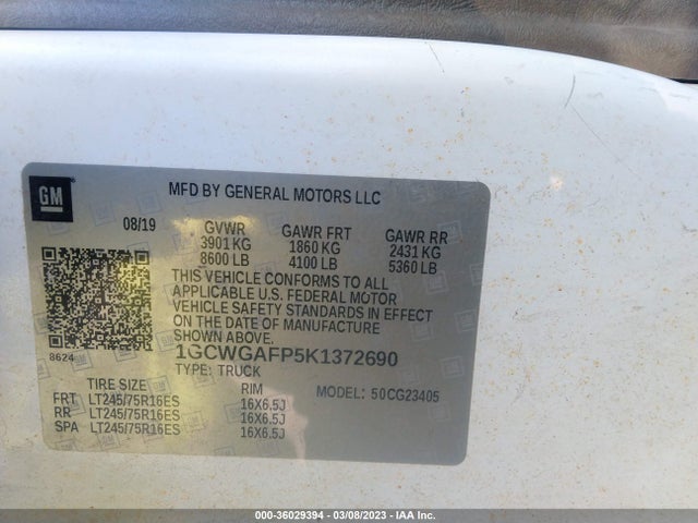 2019 Chevrolet Express, VIN: 1GCWGAFP5K1372690