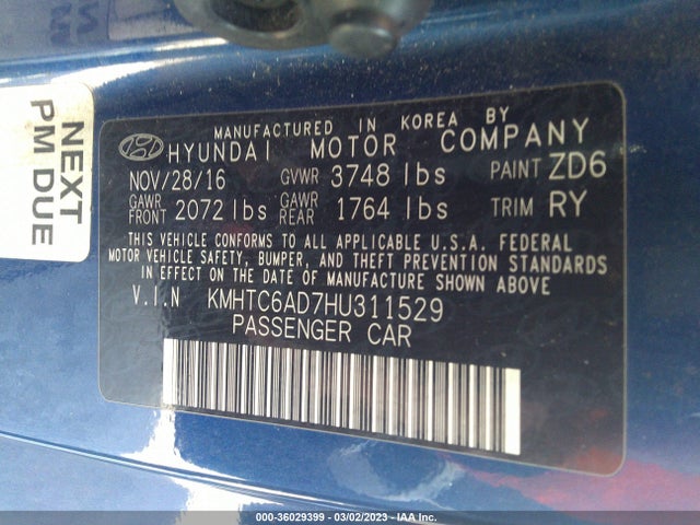 Hyundai VELOSTER 2017 KMHTC6AD7HU311529 Image 10