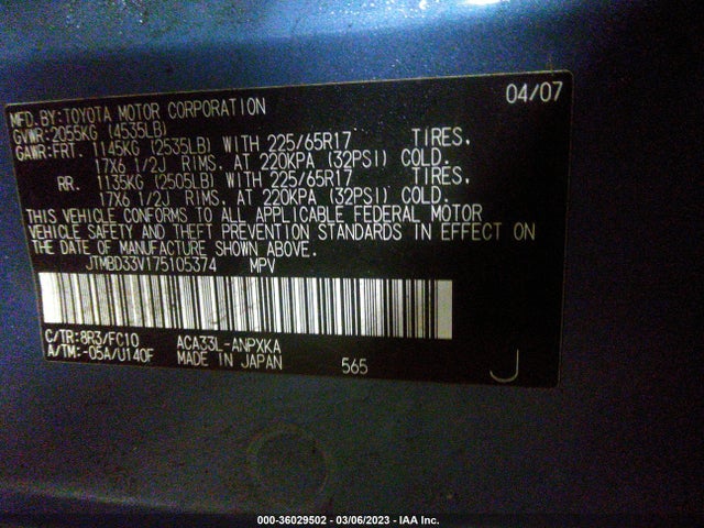 Toyota RAV4 2007 JTMBD33V175105374 Image 10
