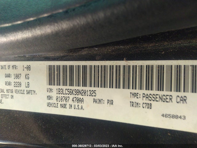 2008 DODGE AVENGER SXT VIN: 1B3LC56K98N201325