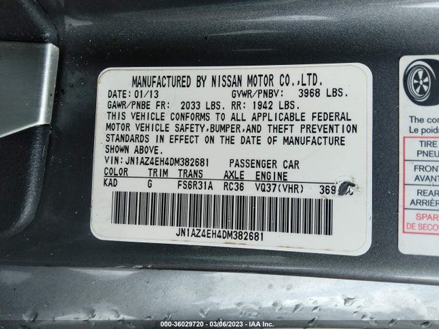 Nissan 370Z 2013 JN1AZ4EH4DM382681 Image 11