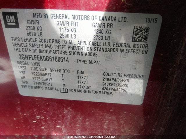 Chevrolet EQUINOX LT 2016 2GNFLFEK0G6160614 Image 11