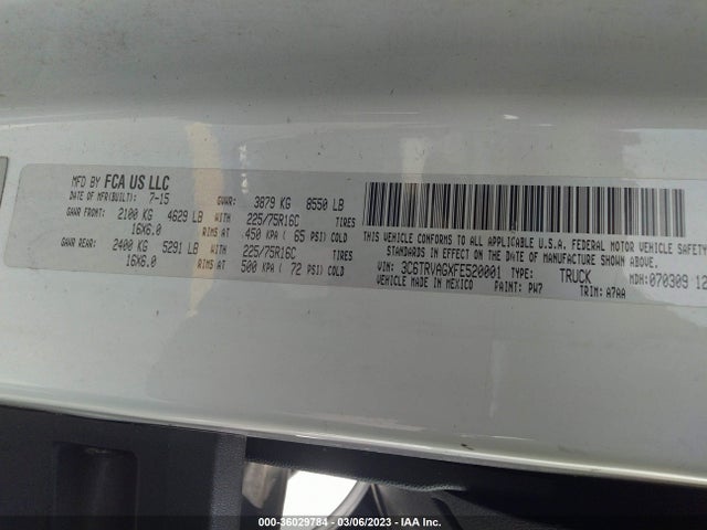 2015 Ram Promaster, VIN: 3C6TRVAGXFE520001