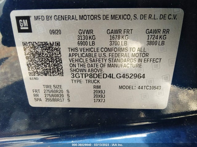 GMC Sierra 1500 Slt 2020 3GTP8DED4LG452964 Image 9