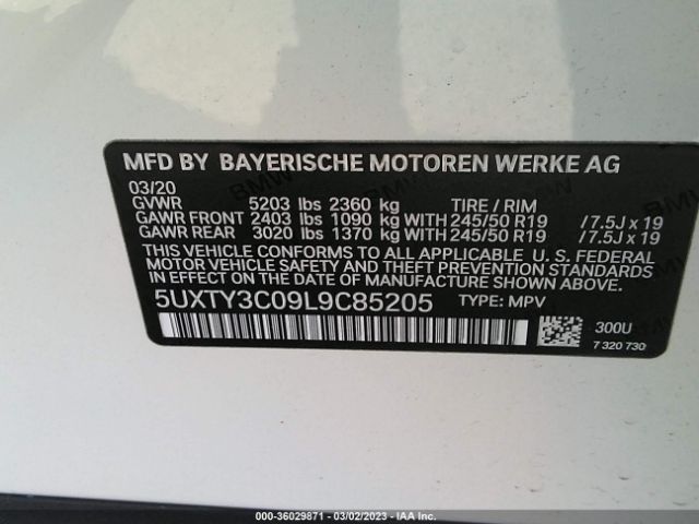 5UXTY3C09L9C85205 BMW X3 Sdrive30i