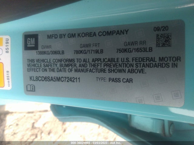 Chevrolet SPARK 1LT 2021 KL8CD6SA5MC724211 Image 9