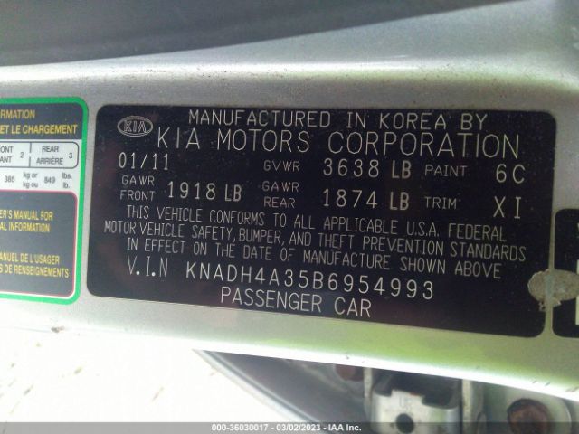 KNADH4A35B6954993 KIA RIO LX