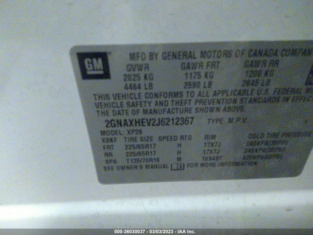 Chevrolet EQUINOX LS 2018 2GNAXHEV2J6212367 Image 9