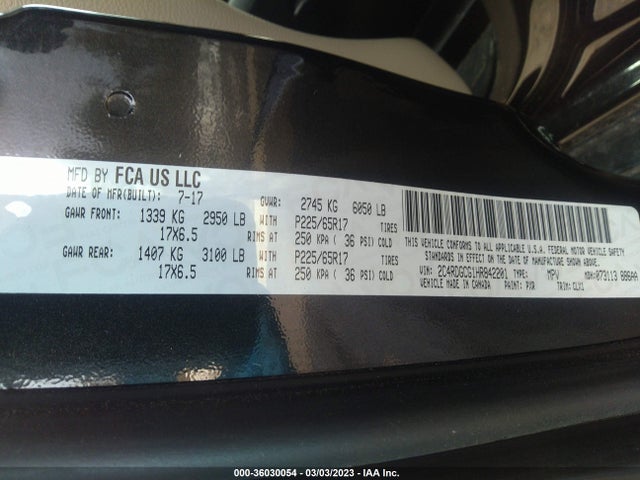 Dodge Grand Caravan Sxt 2017 2C4RDGCG1HR842201 Image 9