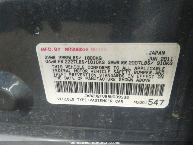 JA32U2FU8BU039335 Mitsubishi Lancer