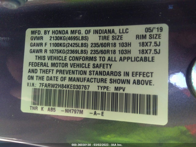 Honda Cr-v Ex-l 2019 7FARW2H84KE030767 Image 9