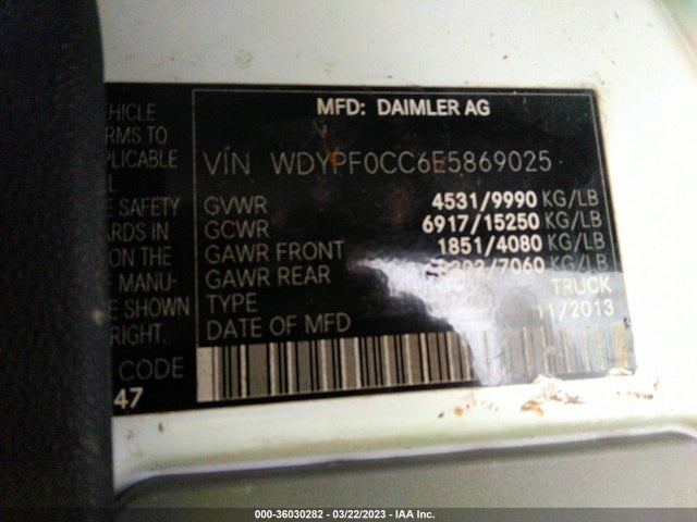 2014 Freightliner Sprinter, VIN: WDYPF0CC6E5869025